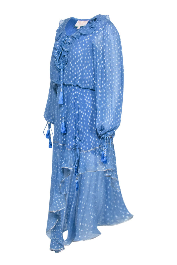 Current Boutique-Rococo Sand - Blue & Silver Shimmer Formal Dress Sz S