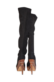Rodo - Black Suede Platform Heeled Tall Boots Sz 9 - Current Boutique