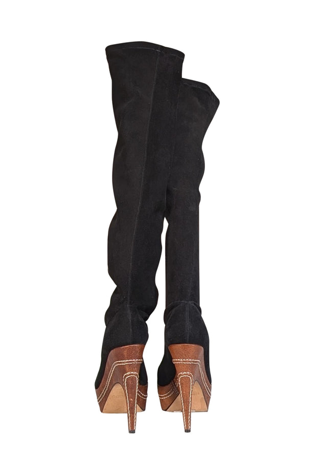 Rodo - Black Suede Platform Heeled Tall Boots Sz 9 - Current Boutique