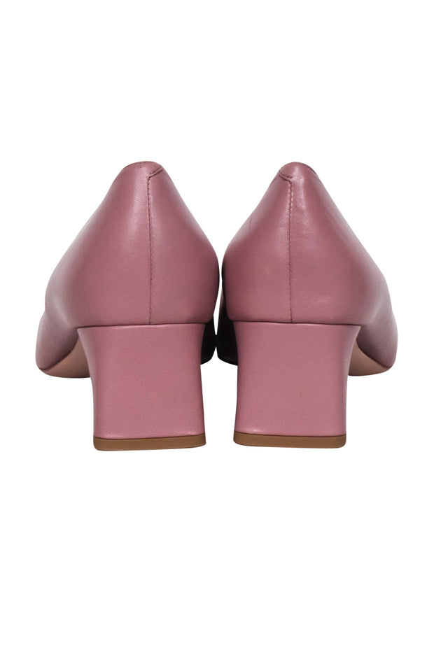 Current Boutique-Roger Vivier - Mauve Leather Chunky Heel Pumps w/ Large Buckle Sz 12