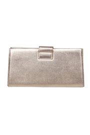 Current Boutique-Roger Vivier - Gold Metallic Clutch w/ Jewel Front Detail