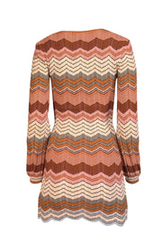 Current Boutique-Ronny Kobo - Pink, Tan, & Cream Chevron Knit Mini Dress Sz XS