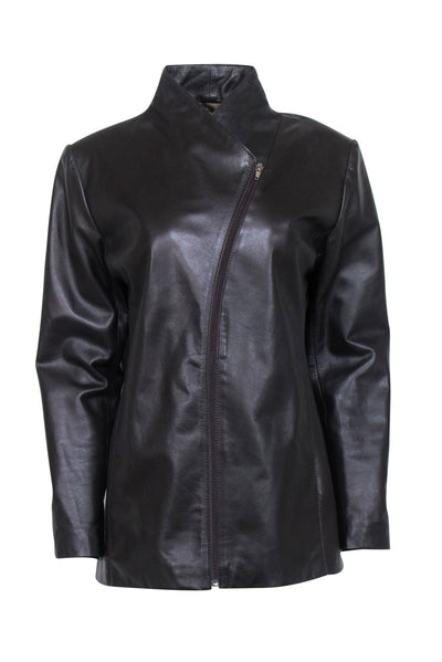 Current Boutique-Rossi & Caruso - Brown Sheep Leather Zipper Front Jacket Sz L