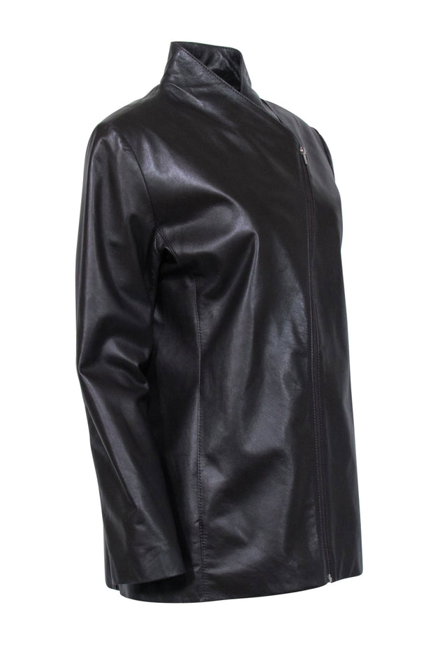 Current Boutique-Rossi & Caruso - Brown Sheep Leather Zipper Front Jacket Sz L
