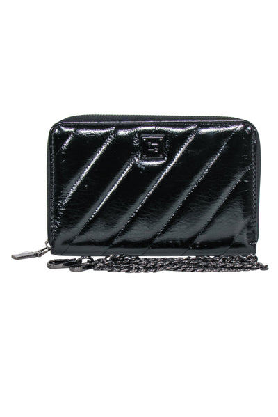 Current Boutique-Royln - Black Patent Leather Crossbody Wallet w/ Removable Strap