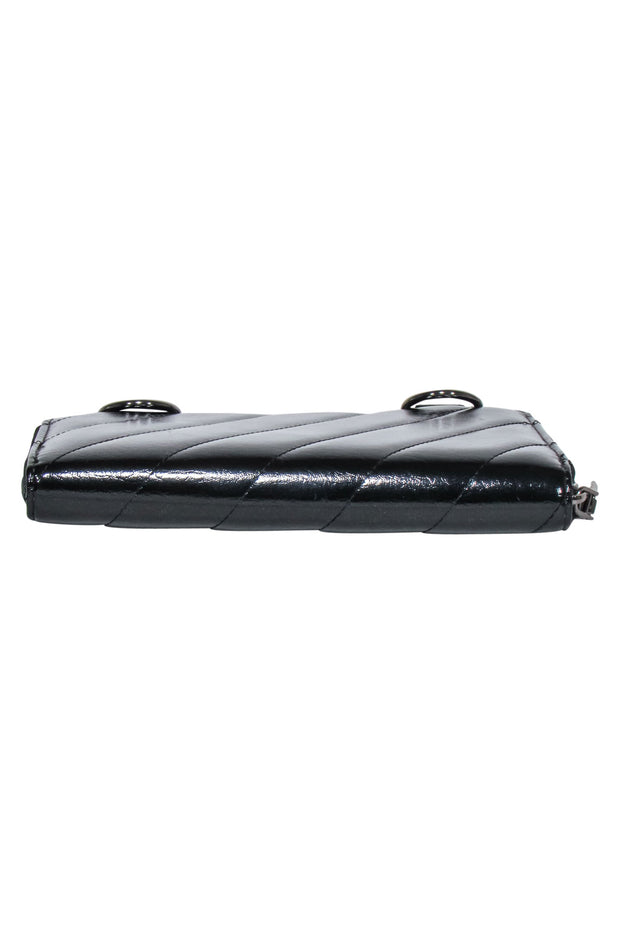 Current Boutique-Royln - Black Patent Leather Crossbody Wallet w/ Removable Strap