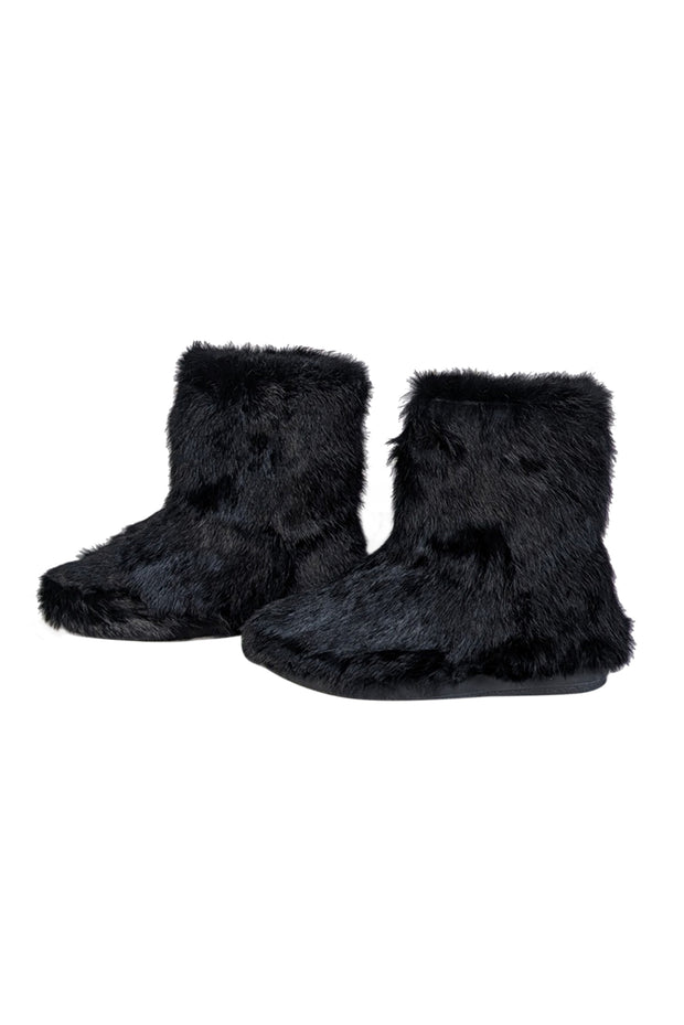 Current Boutique-Ruco Line - Black Rabbit Fur Short Boots Sz 8