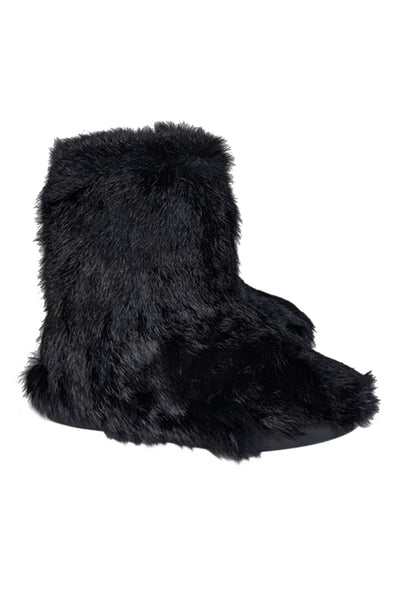 Current Boutique-Ruco Line - Black Rabbit Fur Short Boots Sz 8