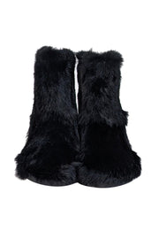 Current Boutique-Ruco Line - Black Rabbit Fur Short Boots Sz 8