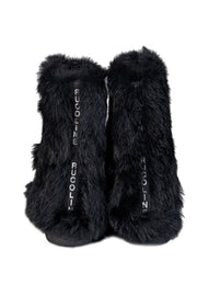 Current Boutique-Ruco Line - Black Rabbit Fur Short Boots Sz 8