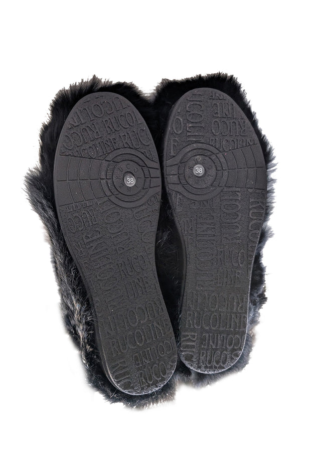 Current Boutique-Ruco Line - Black Rabbit Fur Short Boots Sz 8