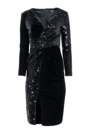 Current Boutique-Rumor London - Black Velvet & Sequin Dress Sz XS