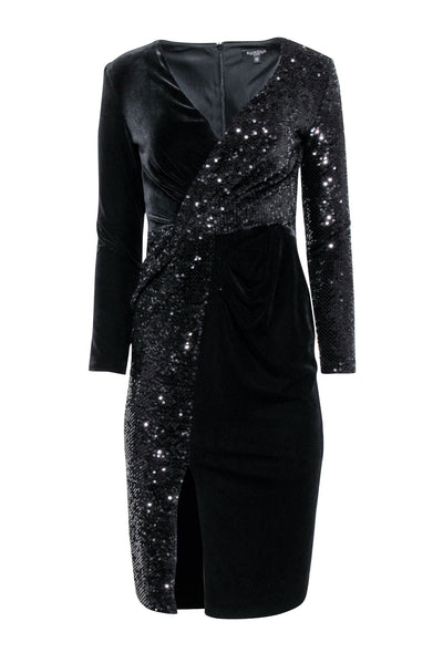 Current Boutique-Rumor London - Black Velvet & Sequin Dress Sz XS