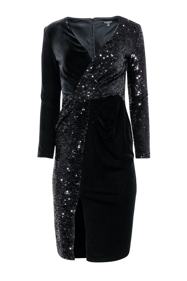 Current Boutique-Rumor London - Black Velvet & Sequin Dress Sz XS