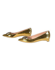 Current Boutique-Rupert Sanderson - Gold Metallic Pointed Toe Flats Sz 7.5