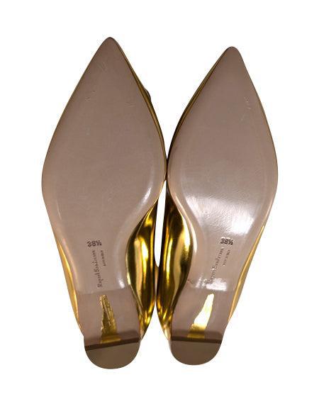 Current Boutique-Rupert Sanderson - Gold Metallic Pointed Toe Flats Sz 7.5