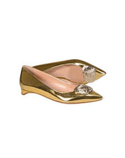 Current Boutique-Rupert Sanderson - Gold Metallic Pointed Toe Flats Sz 7.5