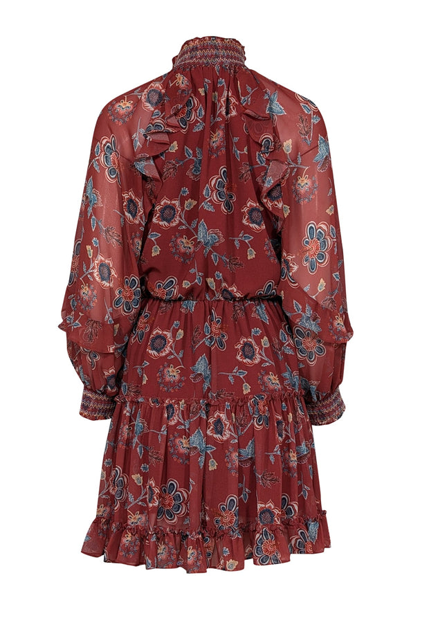 Current Boutique-Sachin & Babi - Rust Red & Multi Color Floral Print Dress Sz M