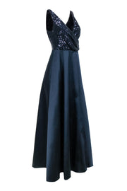 Current Boutique-Sachin & Babi - Navy Wrap Sequin Bodice Formal Dress Sz 4
