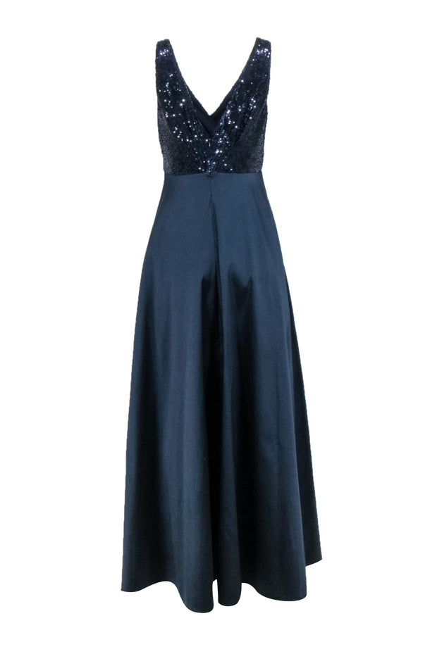 Current Boutique-Sachin & Babi - Navy Wrap Sequin Bodice Formal Dress Sz 4