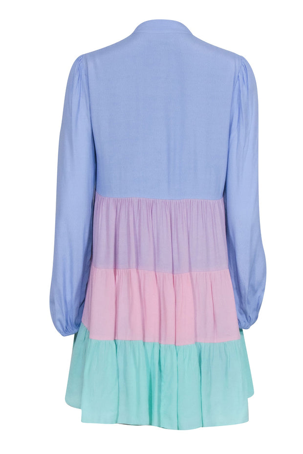 Current Boutique-Sail to Sable - Pastel Blue, Pink, & Mint Green Color Block Shift Dress Sz XS