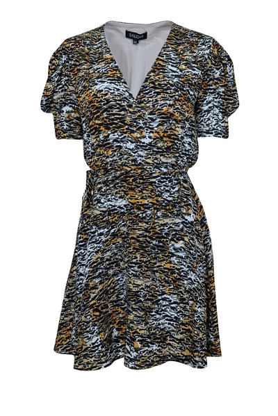 Current Boutique-Saloni - Orange, Black, & White Tiger Print Silk Wrap Dress Sz 6