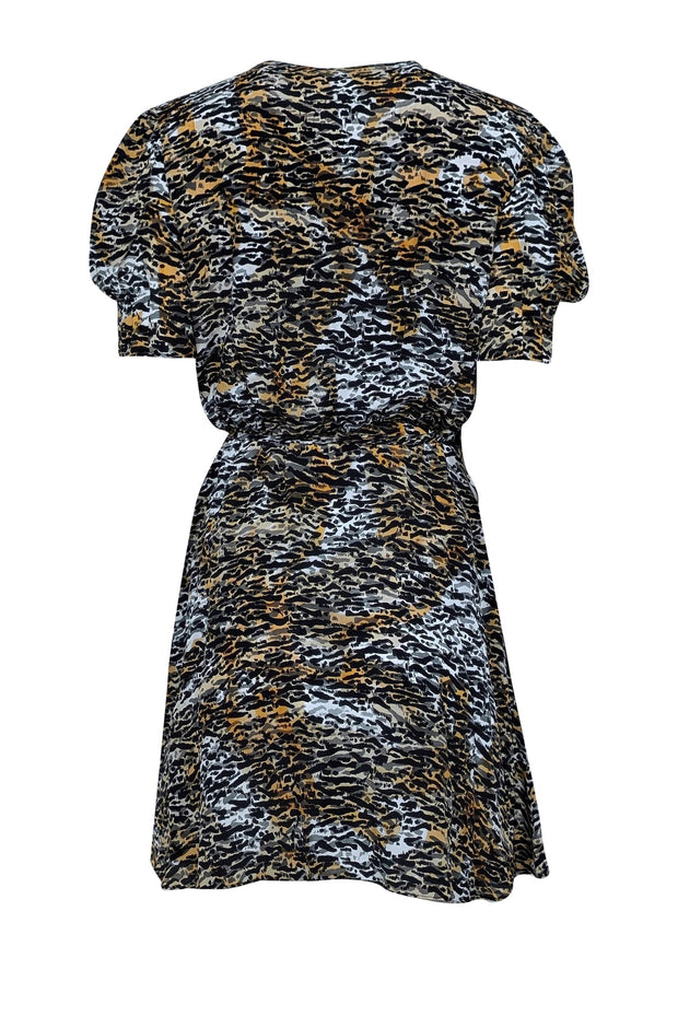 Current Boutique-Saloni - Orange, Black, & White Tiger Print Silk Wrap Dress Sz 6