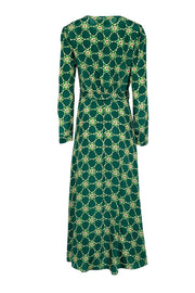 Current Boutique-Saloni - Green Star Print Button Front Silk Dress Sz 8