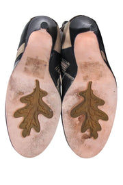 Current Boutique-Sam Edelman - Brown & Beige Floral Embroidered Leather Tall Boots Sz 6