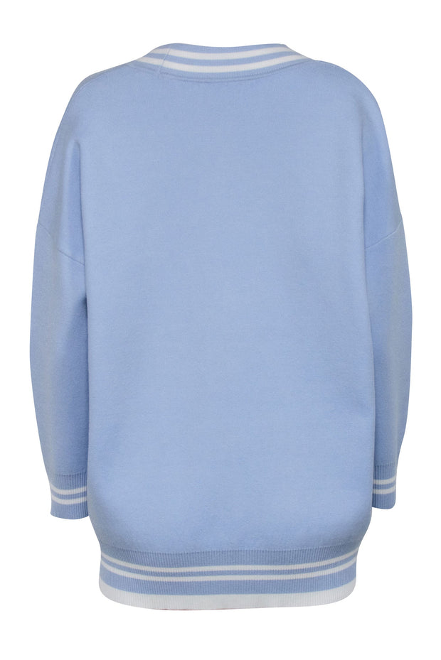 Current Boutique-Sandro - Blue Knit "Love" Cardigan Sz M