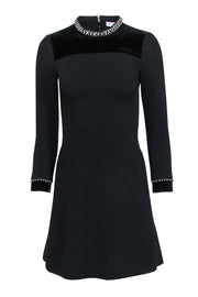 Current Boutique-Sandro - Black A-Line Dress w/ Rhinestone Trim Sz 2