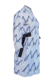 Current Boutique-Sandro - Blue & White Striped Embellished Shirtdress Sz 2