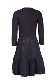 Current Boutique-Sandro - Navy Ribbed Knit Dress w/ Pleated Skirt Sz 4