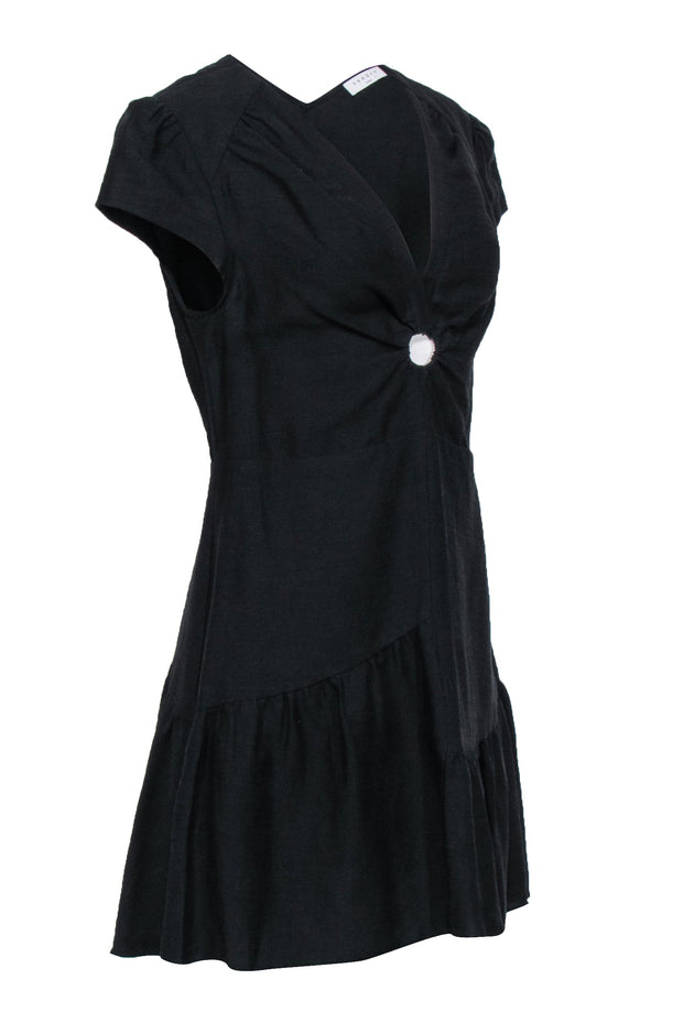Current Boutique-Sandro - Black Linen Blend “O” Ring Dress Sz 8