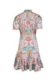 Current Boutique-Sandro - Ivory, Pink, Blue, & Green Print V-Neckline Dress Sz S