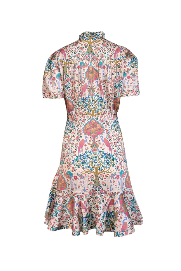Current Boutique-Sandro - Ivory, Pink, Blue, & Green Print V-Neckline Dress Sz S