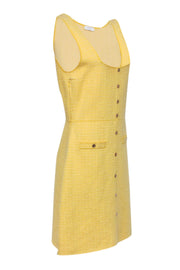 Current Boutique-Sandro - Yellow Tweed Button-Up Sleeveless A-Line Dress Sz L