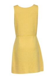 Current Boutique-Sandro - Yellow Tweed Button-Up Sleeveless A-Line Dress Sz L
