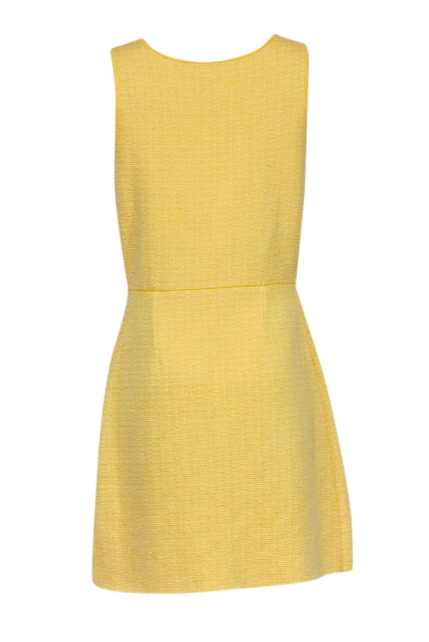 Current Boutique-Sandro - Yellow Tweed Button-Up Sleeveless A-Line Dress Sz L