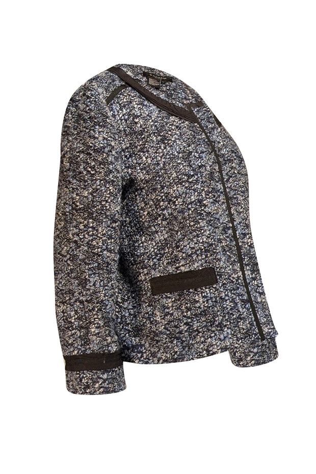 Current Boutique-Sandro - Blue, White, & Black Textured Knit Jacket Sz L