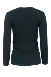 Current Boutique-Sandro - Dark Green Ribbed Knit V-Neck Top Sz S