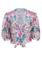 Current Boutique-Sandro - Ivory w/ Multicolor Floral Paisley Print Linen & Silk Blend Top Sz XL