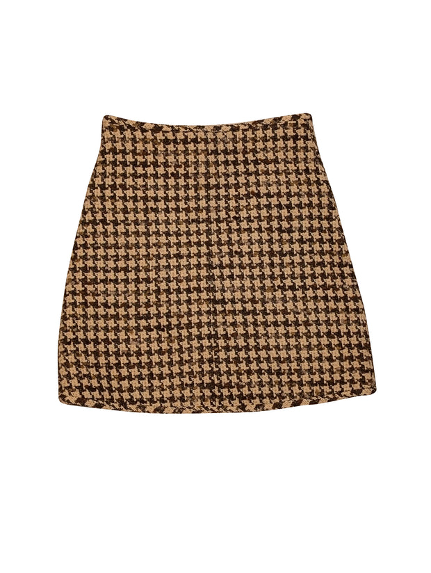 Sandro - Cream & Brown Tweed Skirt Sz 4 - Current Boutique