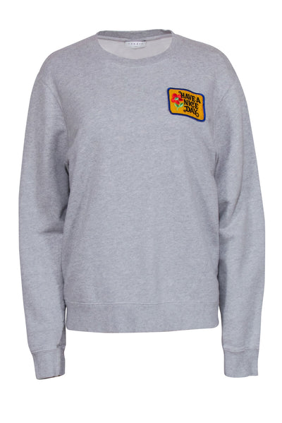 Current Boutique-Sandro - Grey Crewneck Sweatshirt w/ Patch Sz M