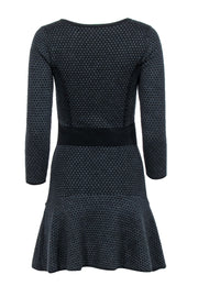 Current Boutique-Sandro - Black w/ Grey Polka Dot Knit Long Sleeve Dress Sz 4