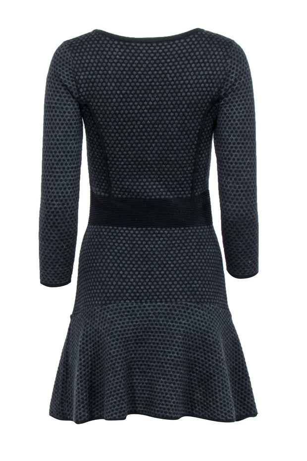 Current Boutique-Sandro - Black w/ Grey Polka Dot Knit Long Sleeve Dress Sz 4