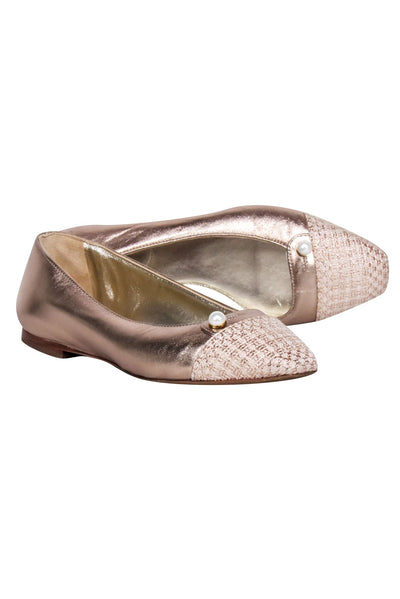 Current Boutique-Sarah Flint - Gold Metallic Flats w/ Tweed Toes Sz 5.5