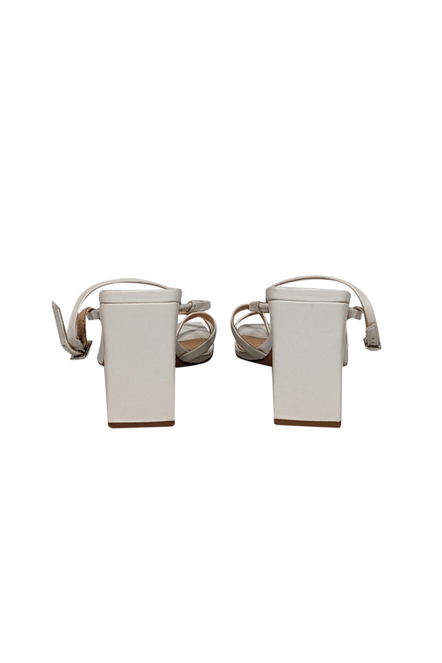 Current Boutique-Schutz - Ivory Leather Square Toe Strappy Sandals Sz 6.5