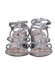Current Boutique-Schutz - Silver Braided "Clarcie" Strappy Sandals Sz 9.5