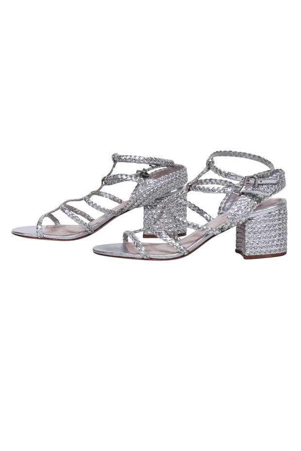 Current Boutique-Schutz - Silver Braided "Clarcie" Strappy Sandals Sz 9.5